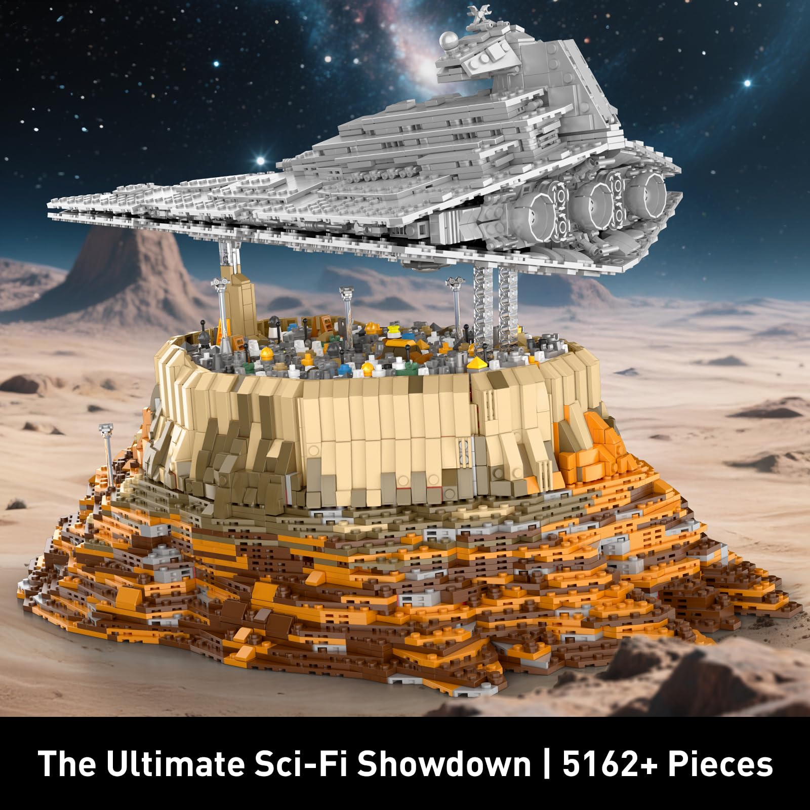 Großes schwebendes Raumschiff-Science-Fiction-Bauset, 5162-teiliger Bausatz für Fortgeschrittene für Erwachsene ab 14 Jahren, detailliertes Stadtdiorama-Display, Sammlergeschenk JG007