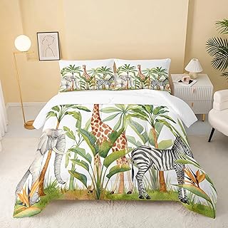 Wild Animal Comforter Queen Size,Elephant Giraffe Zebra...