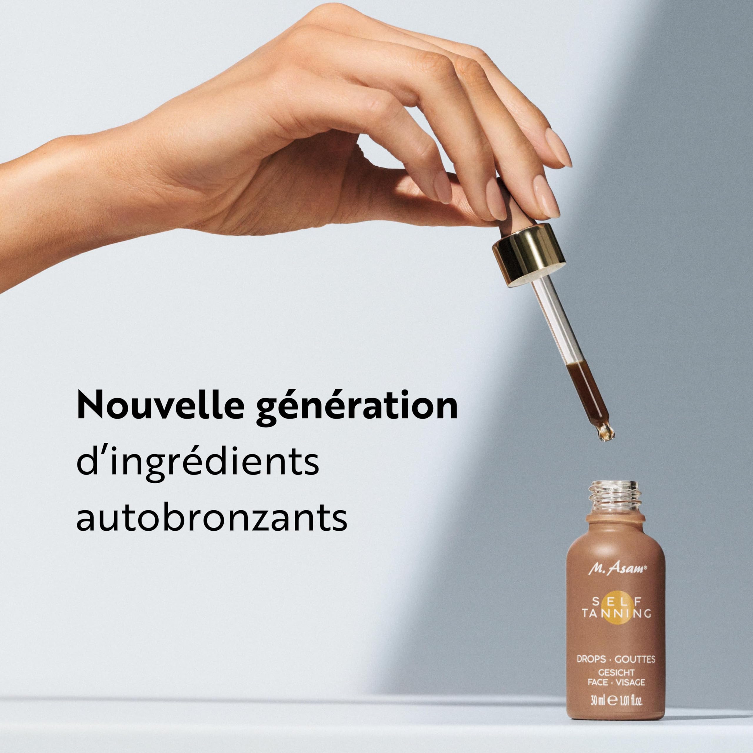 M. Asam SUN Self Tanning Drops (30 ml) - Autobronzant Liquide Concentré À Mélanger Avec La Crème Visage, Intensité De Bronzage Ajustable & Résultat Homogène Sans Traces Après Quelques Heures