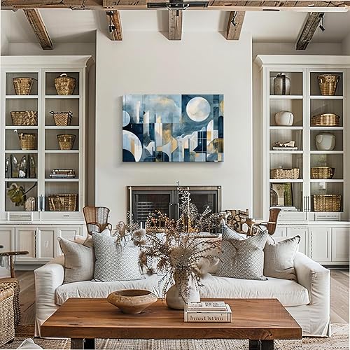 Miniatura 679 de Lienzo artístico para pared, pinturas de arte abstracto, fantasía azul, grafiti colorido sobre fondo blanco; decoración artística moderna para sala