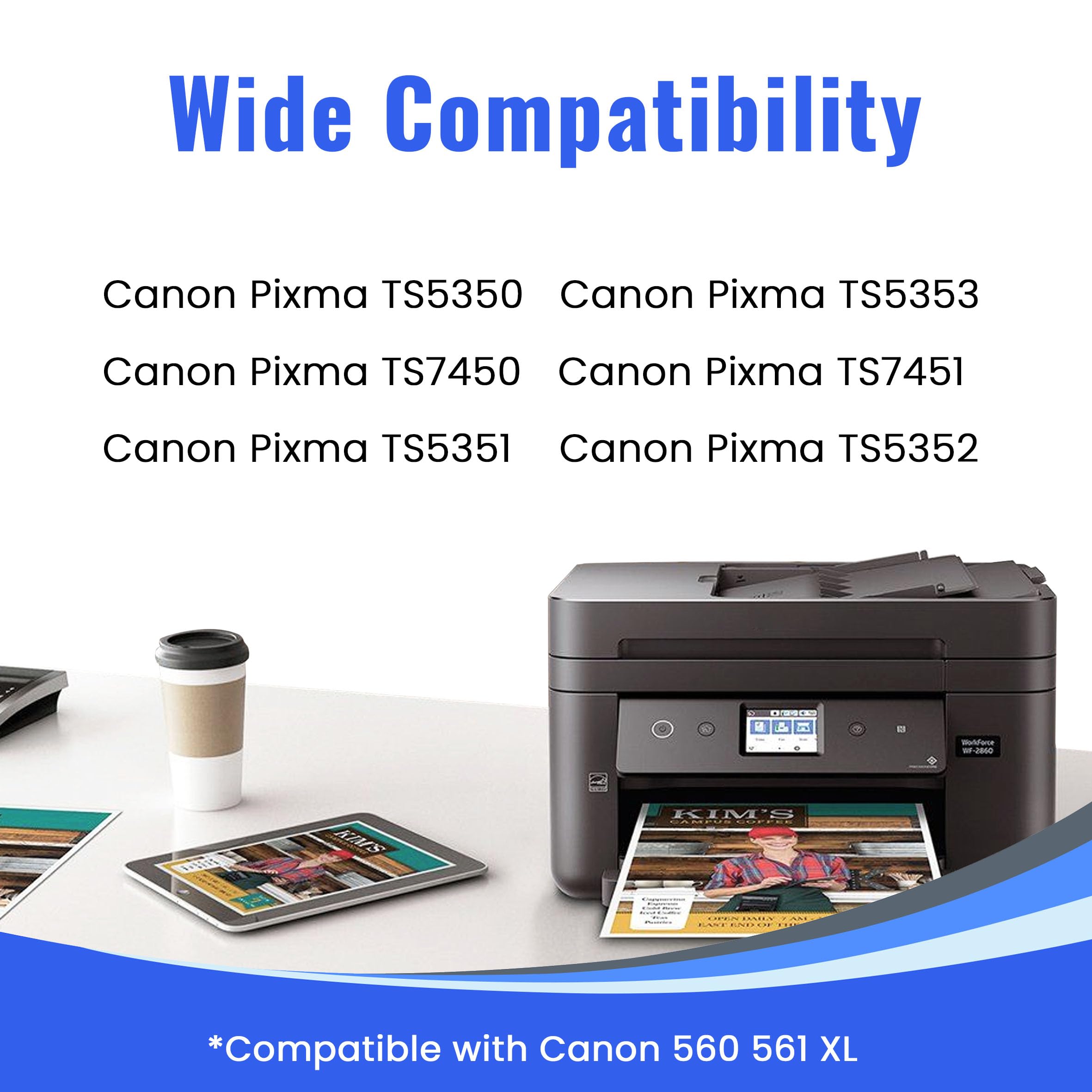 560XL 561XL Cartuccia compatibile con Canon PG-560 CL-561 XL Cartucce d'inchiostro Multipack, per PIXMA TS5350 TS7450 TS7451 TS5351 TS5352 TS5353 TS 5350 7450 7451 5351 5352 5353