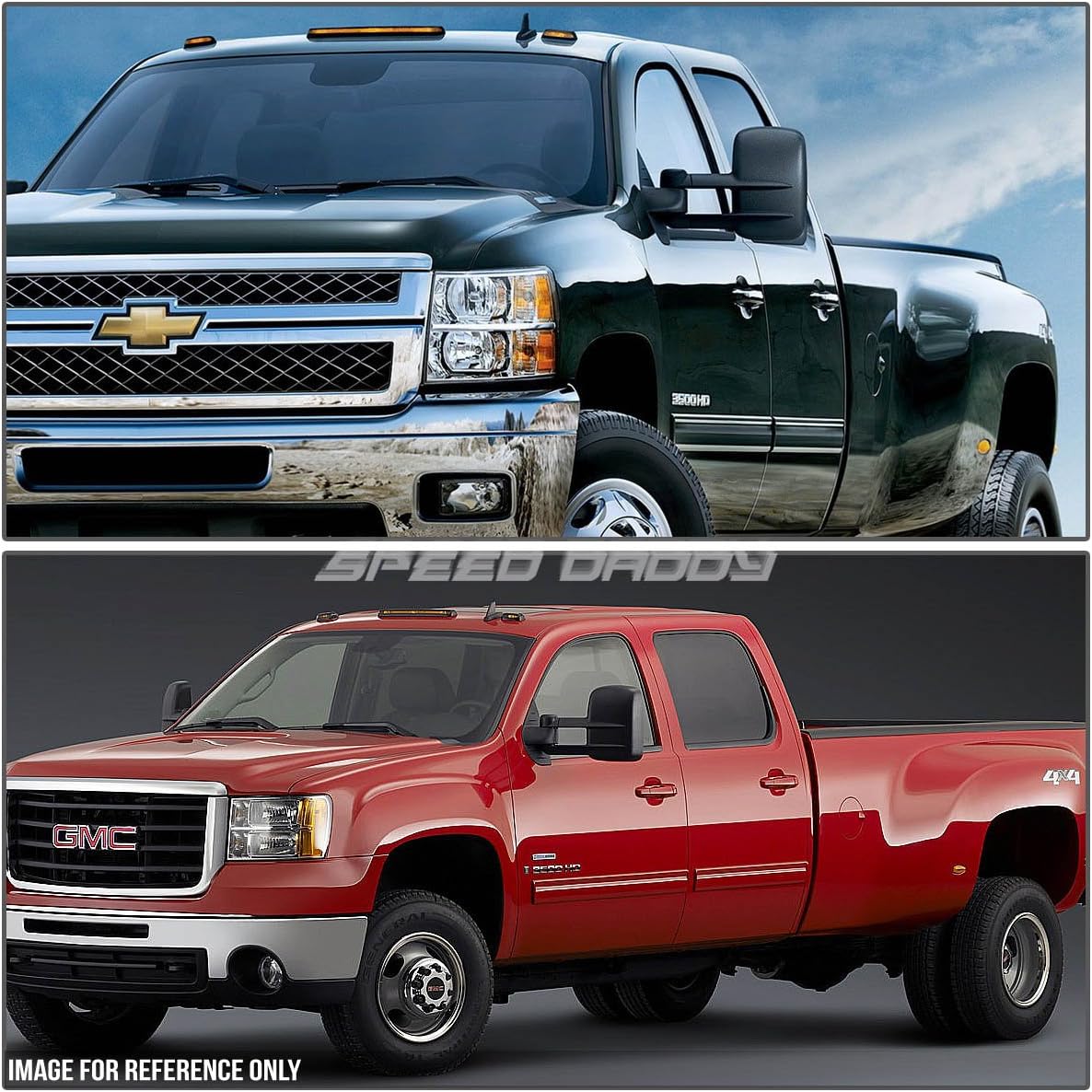 Auto Dynasty Pair Chrome Manual Telescoping Folding Rear View Side Towing Mirror Compatible with Silverado Sierra GMT900 07-14