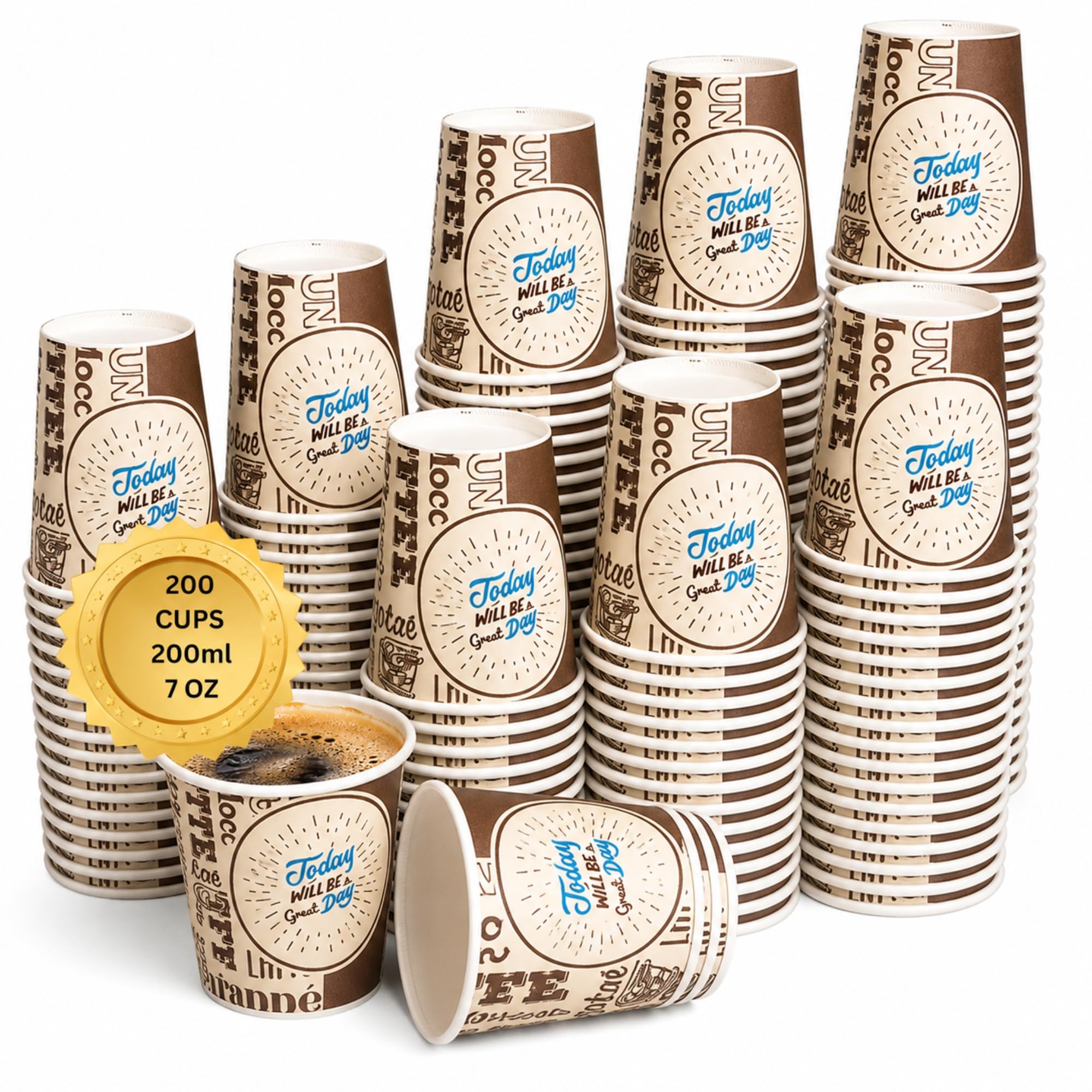 Gobelets jetables café 200 ml en carton pour boissons chaudes