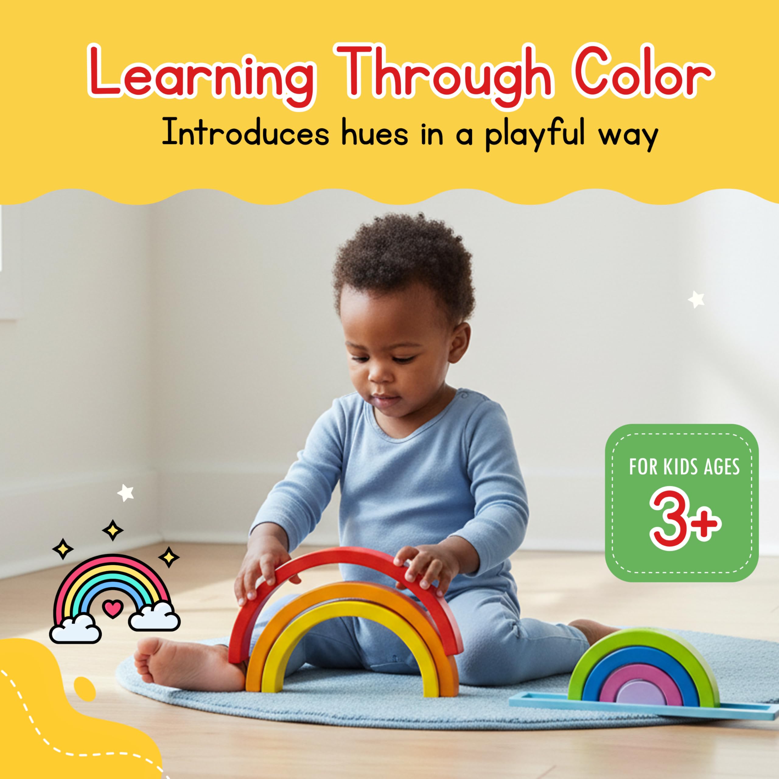 Amazon.com: Jack Rabbit Creations Wooden Rainbow Stacker Toy