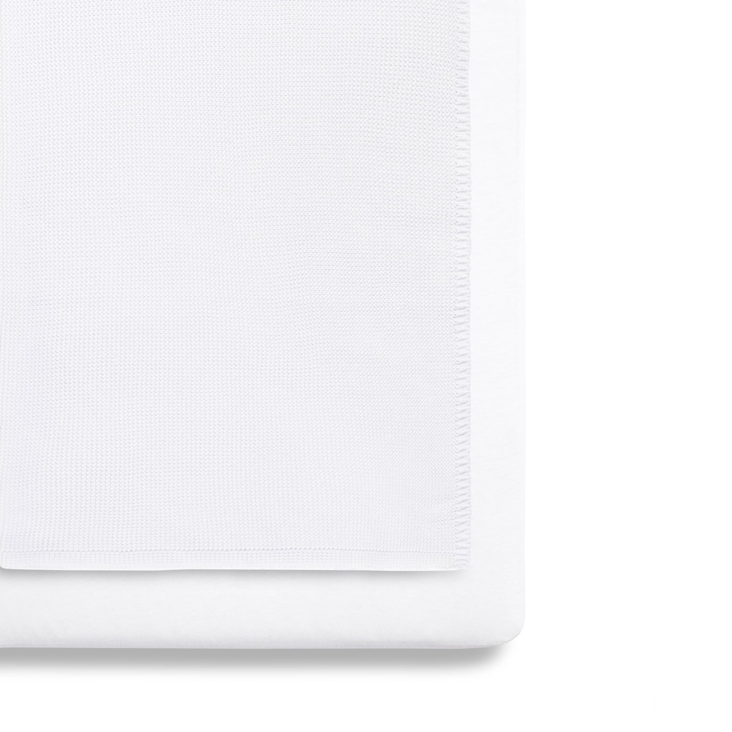 Snüz 3 Piece Crib Bedding Set100% soft jersey cotton | Contents: x1 blanket | x2 crib sheets | Infant/ Baby | Color-White | Fitted Sheet Size:44 x 80cm (max.) | Blanket Size: 75 x 75cm