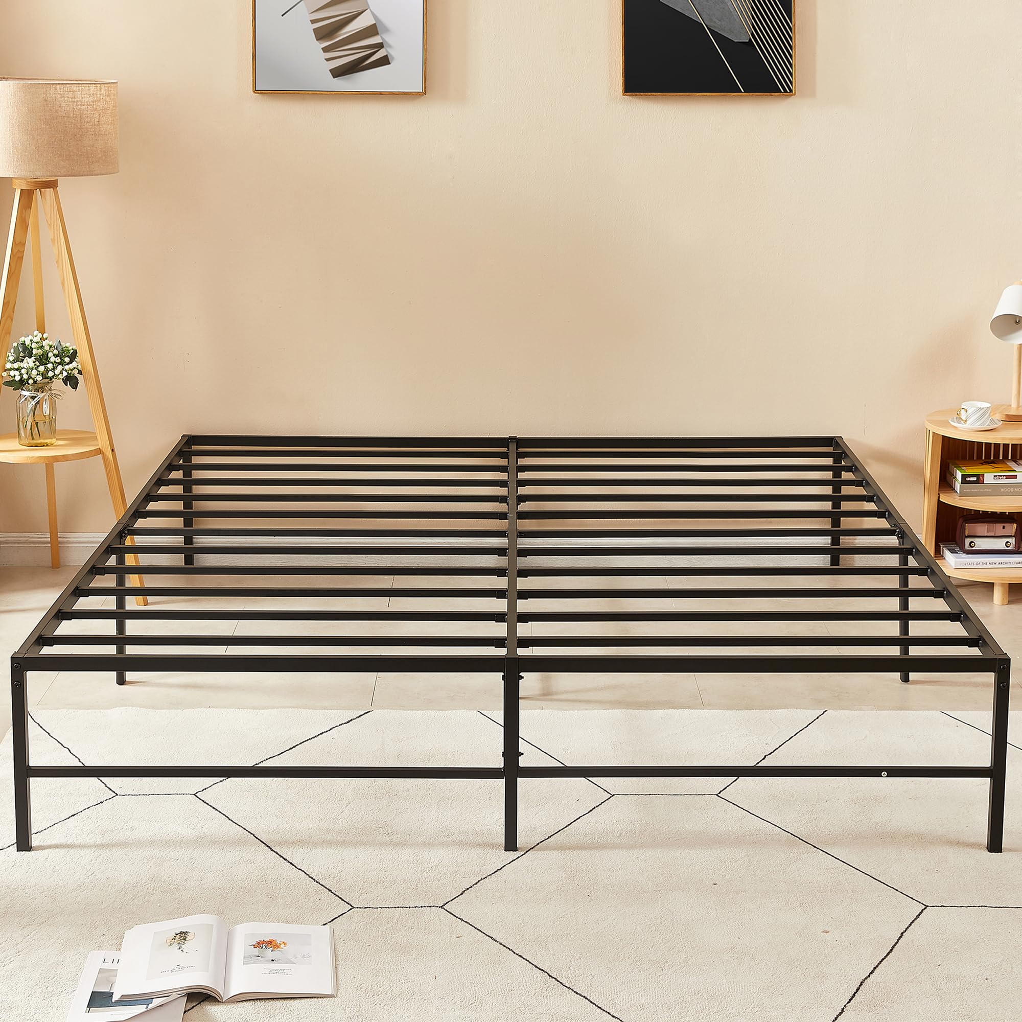VECELO 16 Metal Platform Bed Frame Mattress Foundation No Box Spring Needed King Size