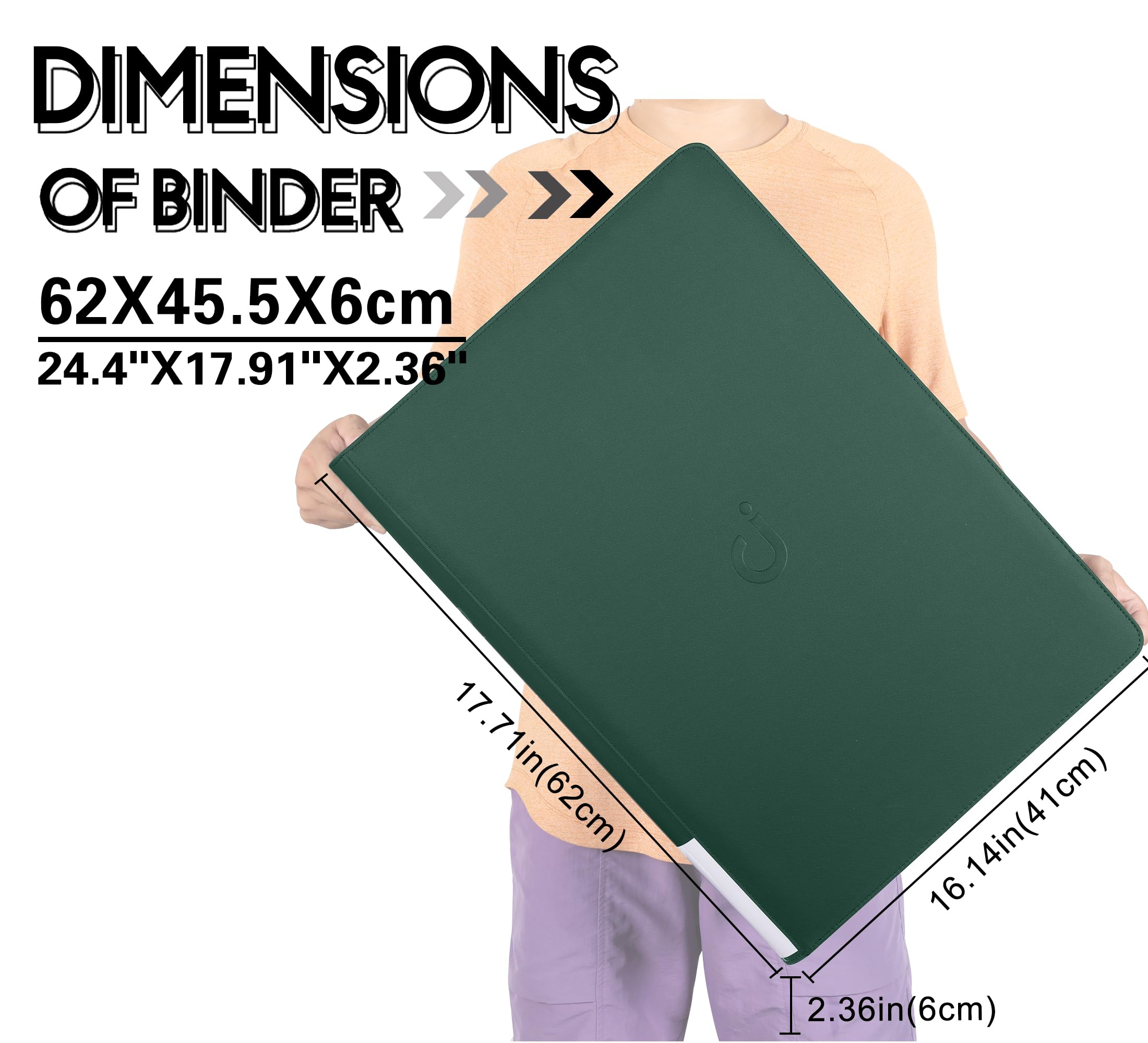 D DACCKIT Premium-Comic-Binder, Comic-Bücher-Album mit Hüllen, passend für normale Comics und Comics, verpackt und mit Karton – Comic-Aufbewahrungsordner für 96 Comic-Bücher (Modell C, Schwarzgrün)