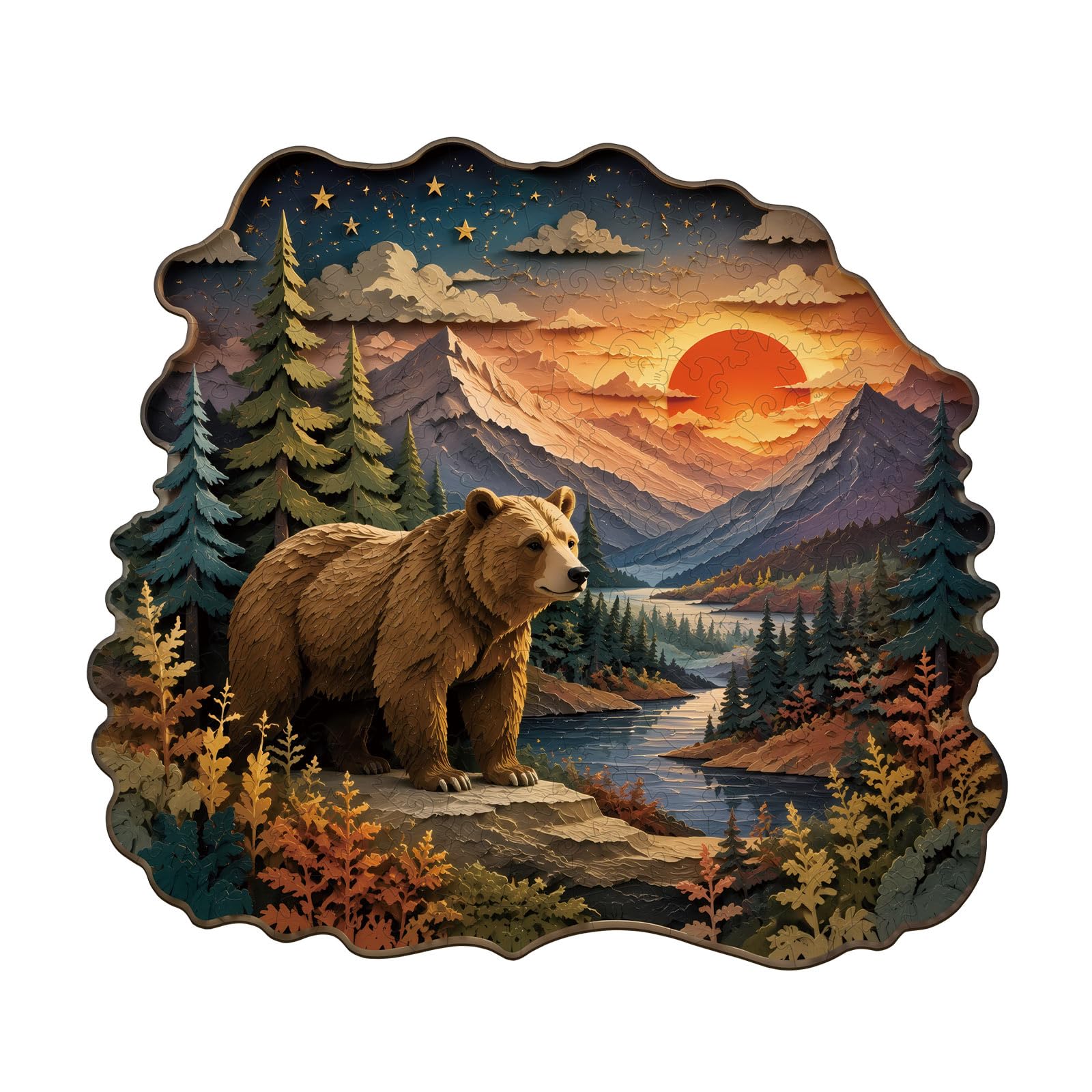 Holzpuzzle Erwachsene, 3D Bergbär Holz Puzzle für Erwachsen