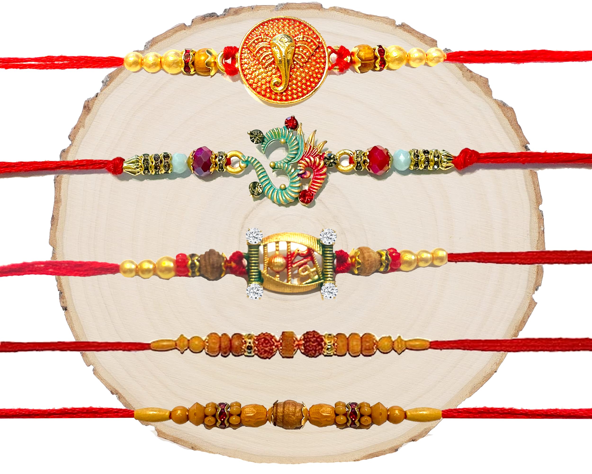 Rakhi for Brother RakhiSet of 5 with Red Color Thread Design, Raksha bandhan Rakhi for Brother
