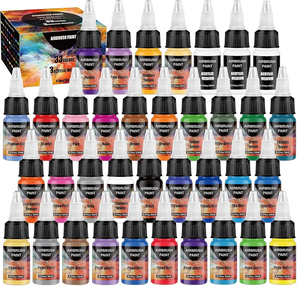 Tinta para aerografia 33 + 3 cores