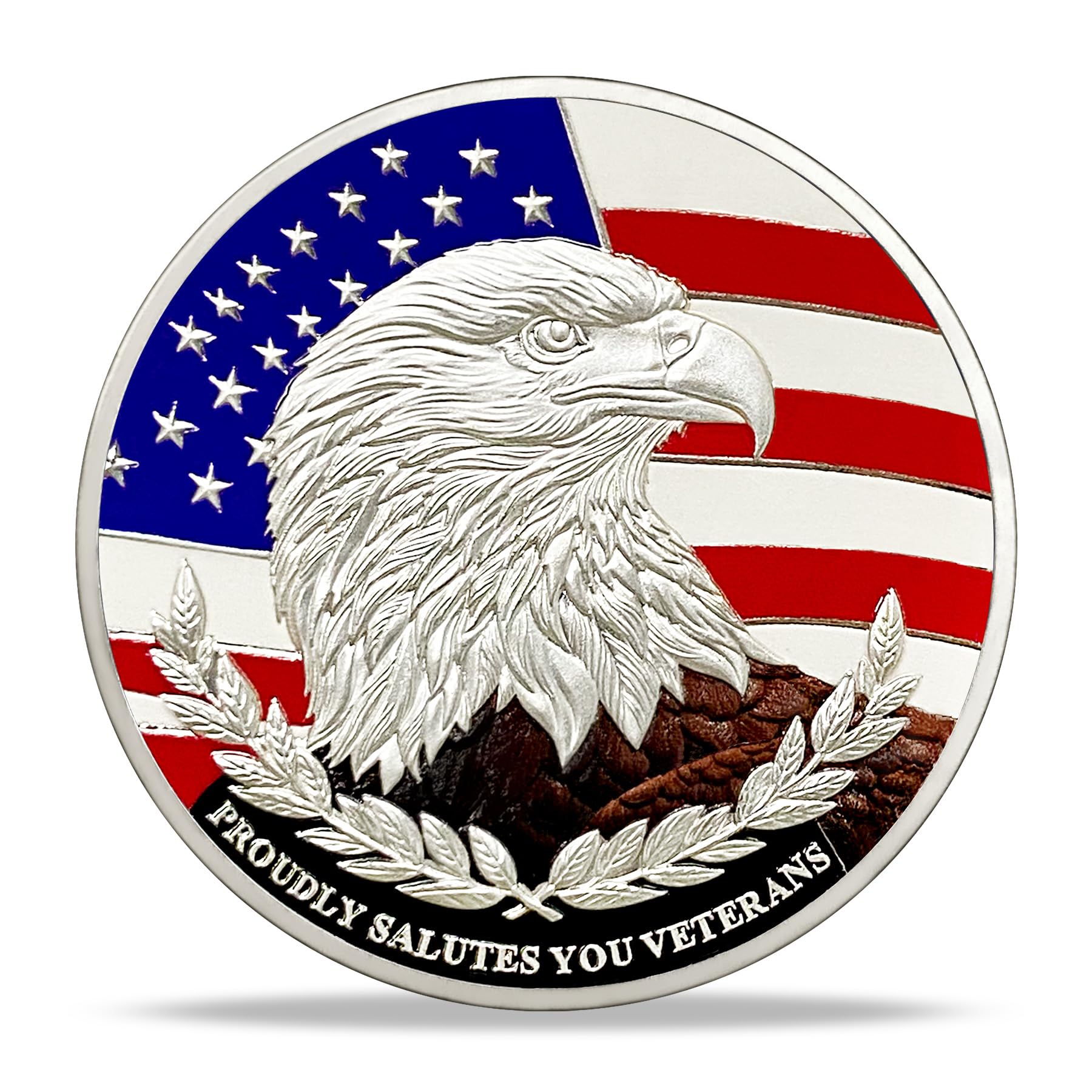 Patriotic Military Challenge Coin | Eagle and Flag Military chip & Veterans Thank You for Your Service Medallion | Appreciation Gift for Military &