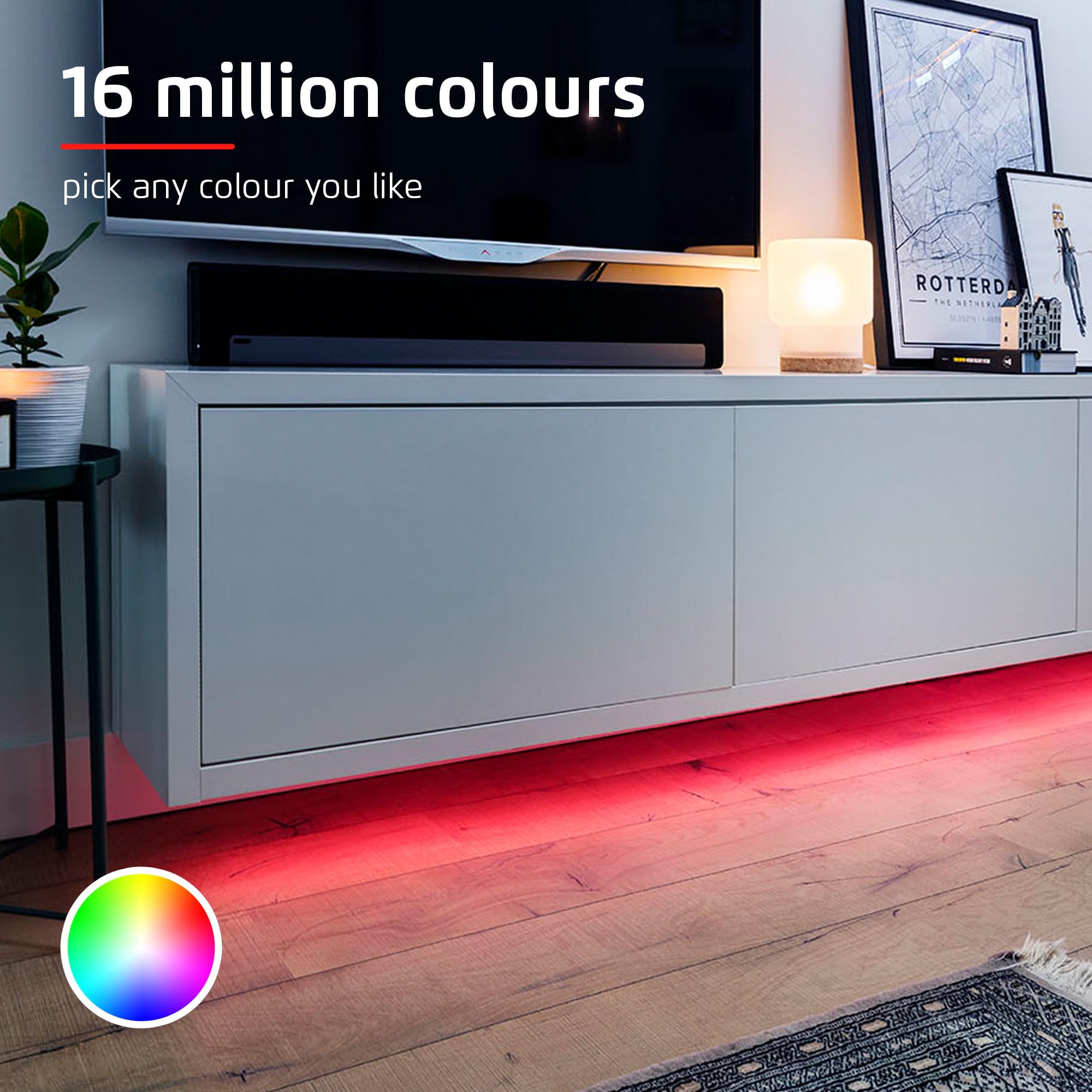 Trust Smart RGB LED Strip Light 3m, Works with Alexa and Google Home, UK Plug, 2.4GHz WiFi LED Lights, Remote App Control - Image 3