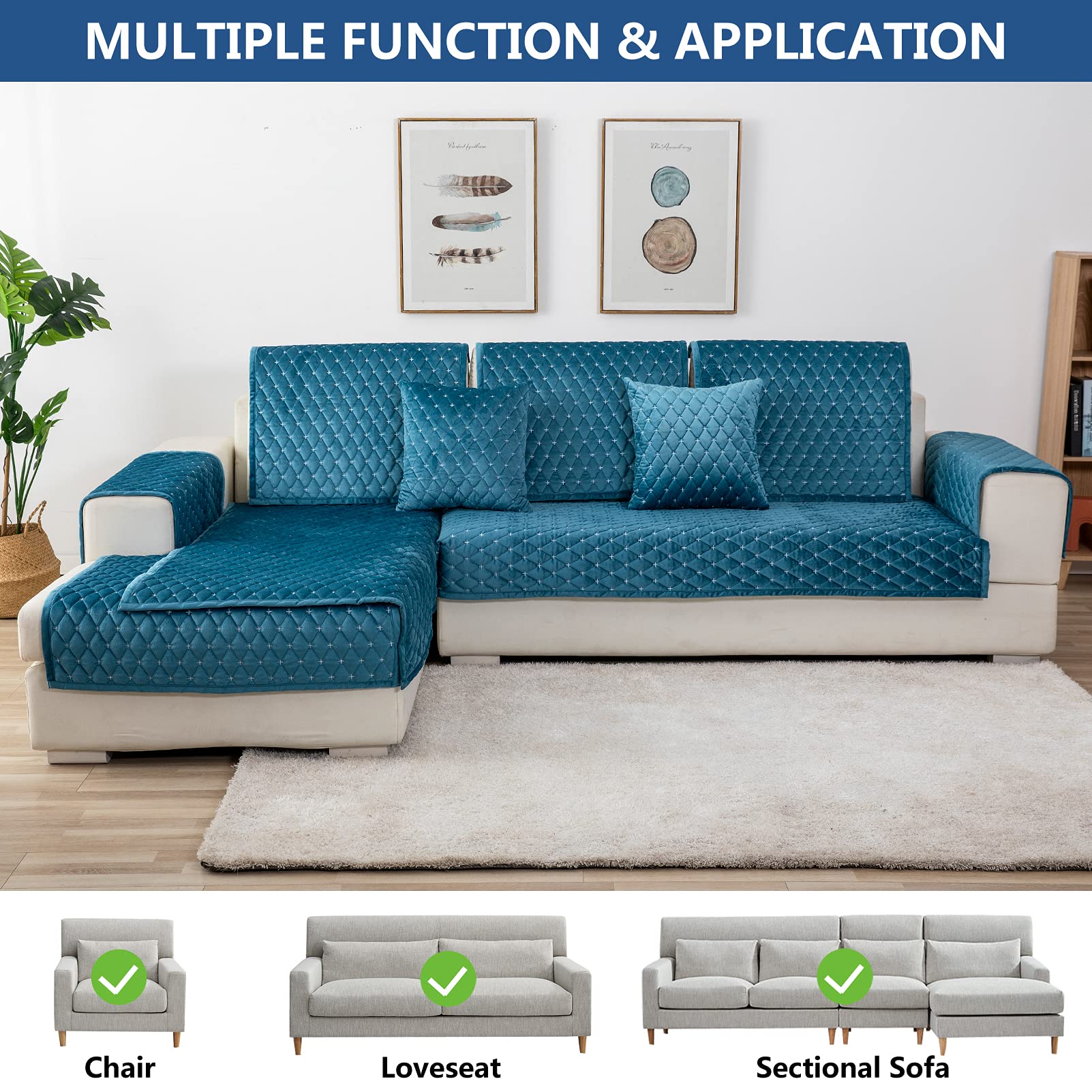 Eismodra Bankhoes, 3-zits, anti-slip bankovertrek voor L-vorm, chaise longue, hoekbank, 2-zits, hoezen, woonkamer, stoel, honden, huisdieren, donkergrijs, 110 x 160 cm (slechts 1 stuk