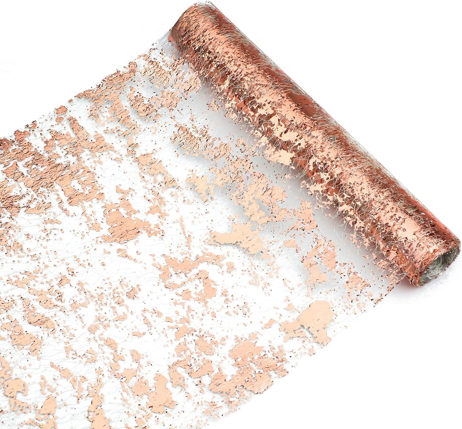 Rose Gold Table Runner, 11 Inch x 49 Ft Metallic Glitter