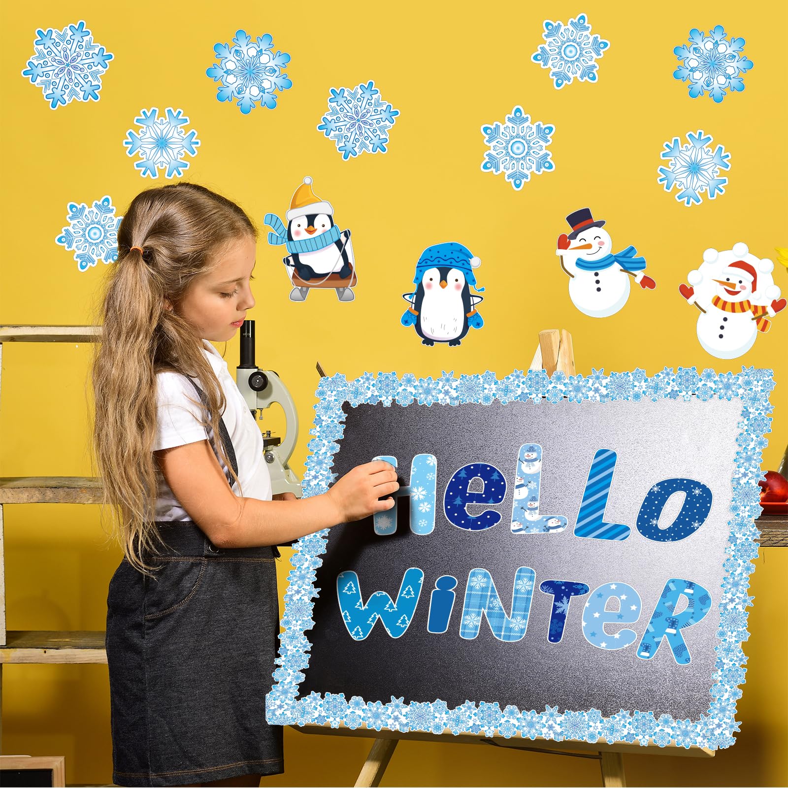 Snapklik.com : Hello Winter Snowflake Cutouts Bulletin Board Set ...
