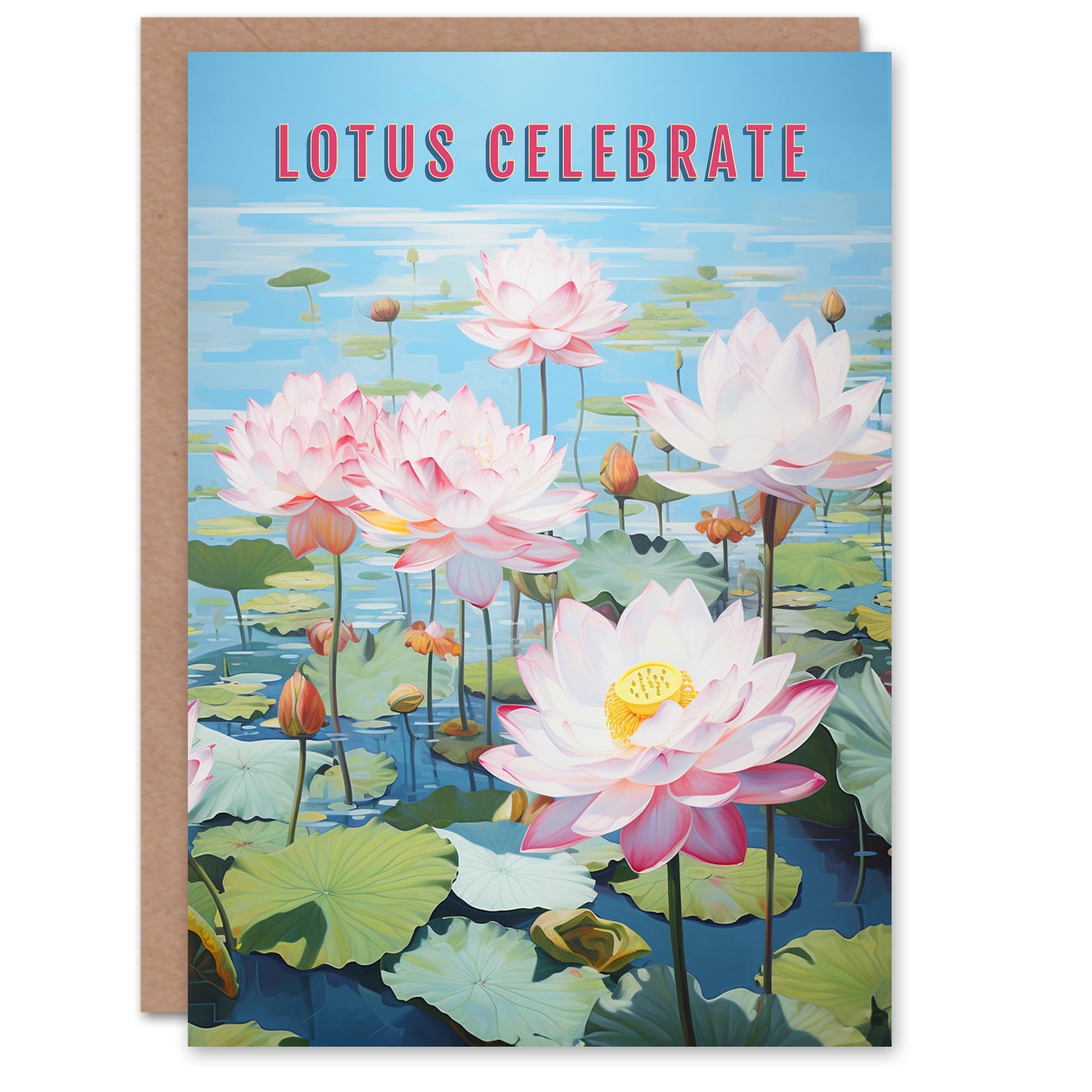 Congratulations Greeting Card Lotus Let Us Celebrate Wordplay Pond Flower