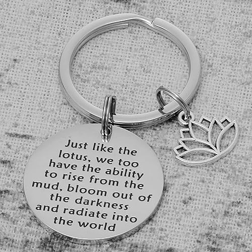 Miniatura 6 de Llavero de flor de loto, joyería budista, citas inspiradoras, regalo de motivación, yoga, karma, amantes inspirados, Acero-inoxidable