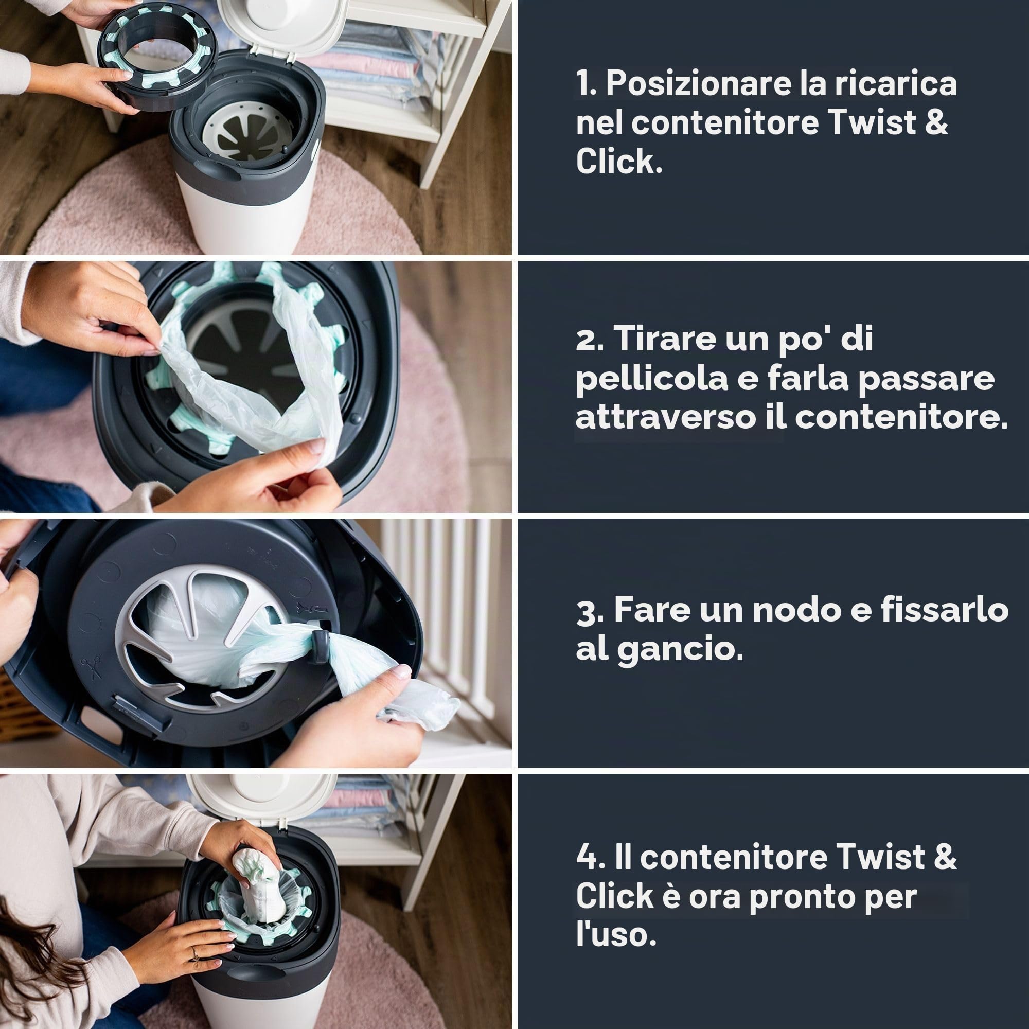 Tommee Tippee Ricariche per Sistema Avanzato di Smaltimento Pannolini Mangiapannolini, 12 Pezzi, Compatibile con i Contenitori Sangenic TEC E Twist & Click