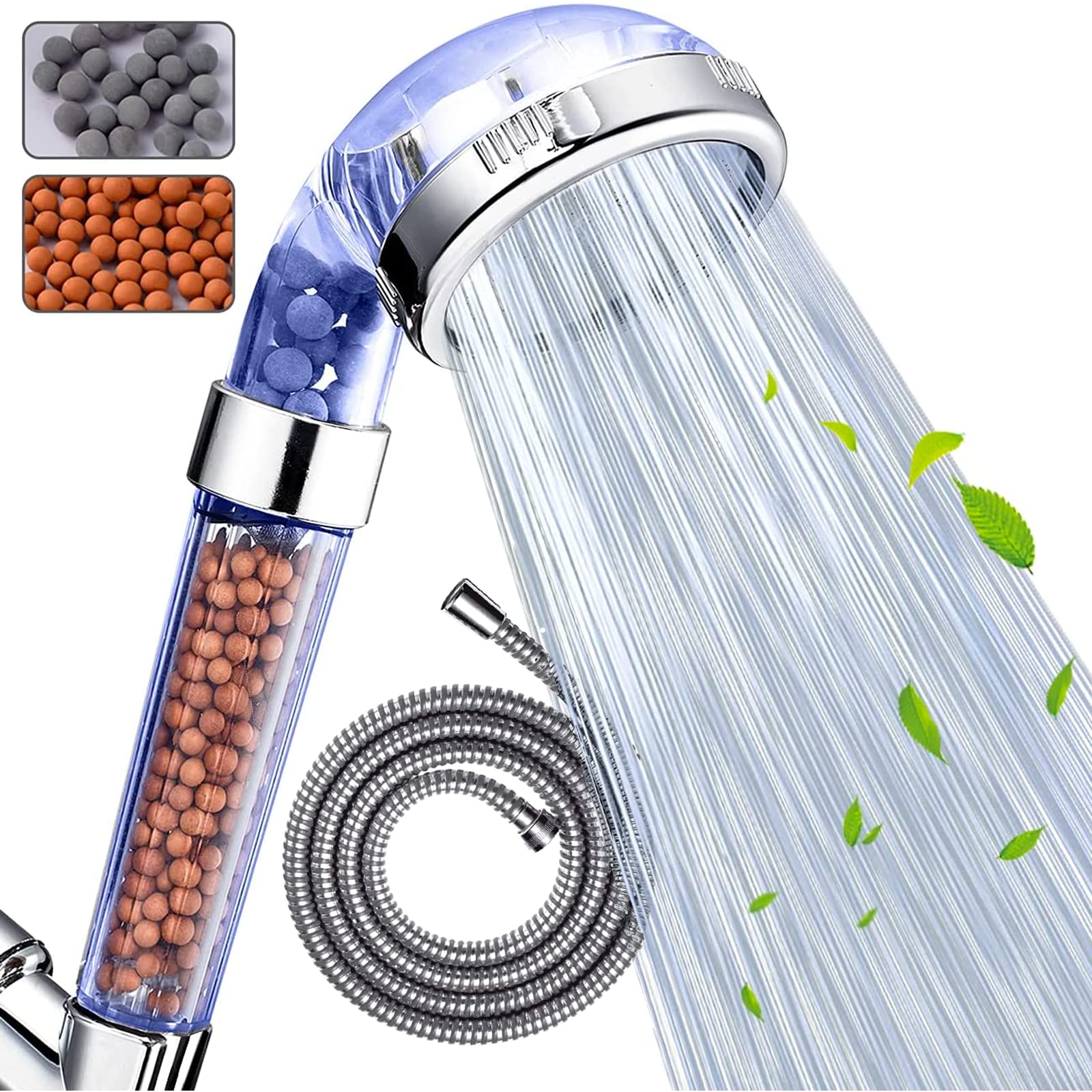 Ionic Shower Head Set High-Pressure Water Saving Shower Filter for Best Shower Experience, Ionic Energy Ball Handheld Shower for Dry Hair & Skin SPA
