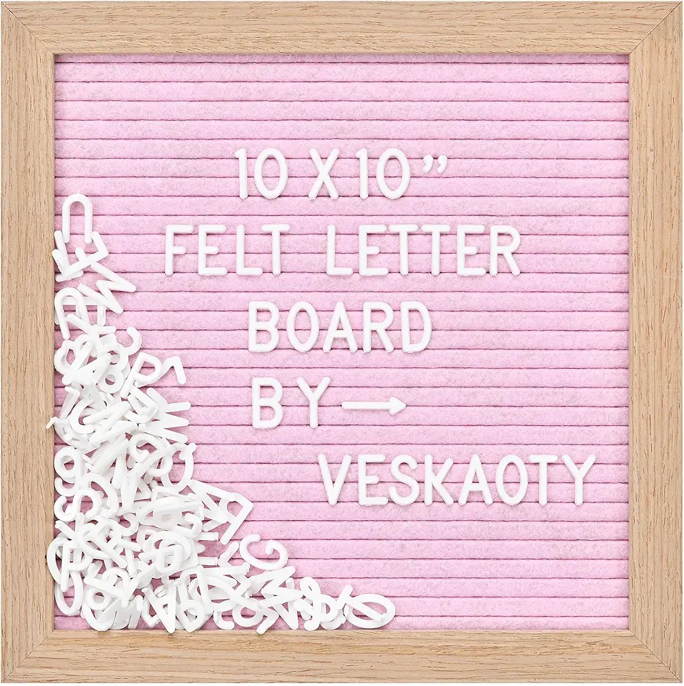 10 x 10 Pink Felt Letter Board with 294 Characters