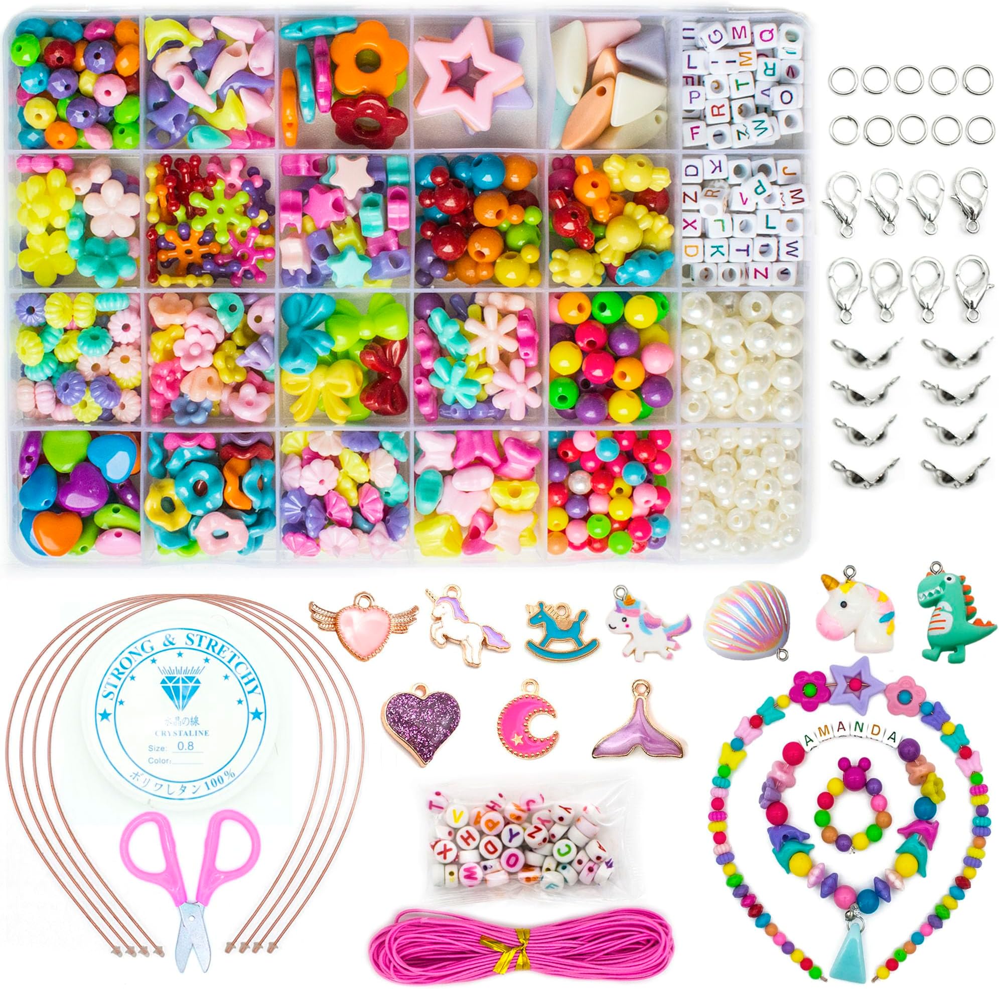 Beads for Jewellery Making Kit for Kids Girls, 800pcs Alphabet DIY Pop Beads for Making Necklace Bracelet Ring, Art Craft Friendship Bracelet Necklaces Making Kit for Children Kids
