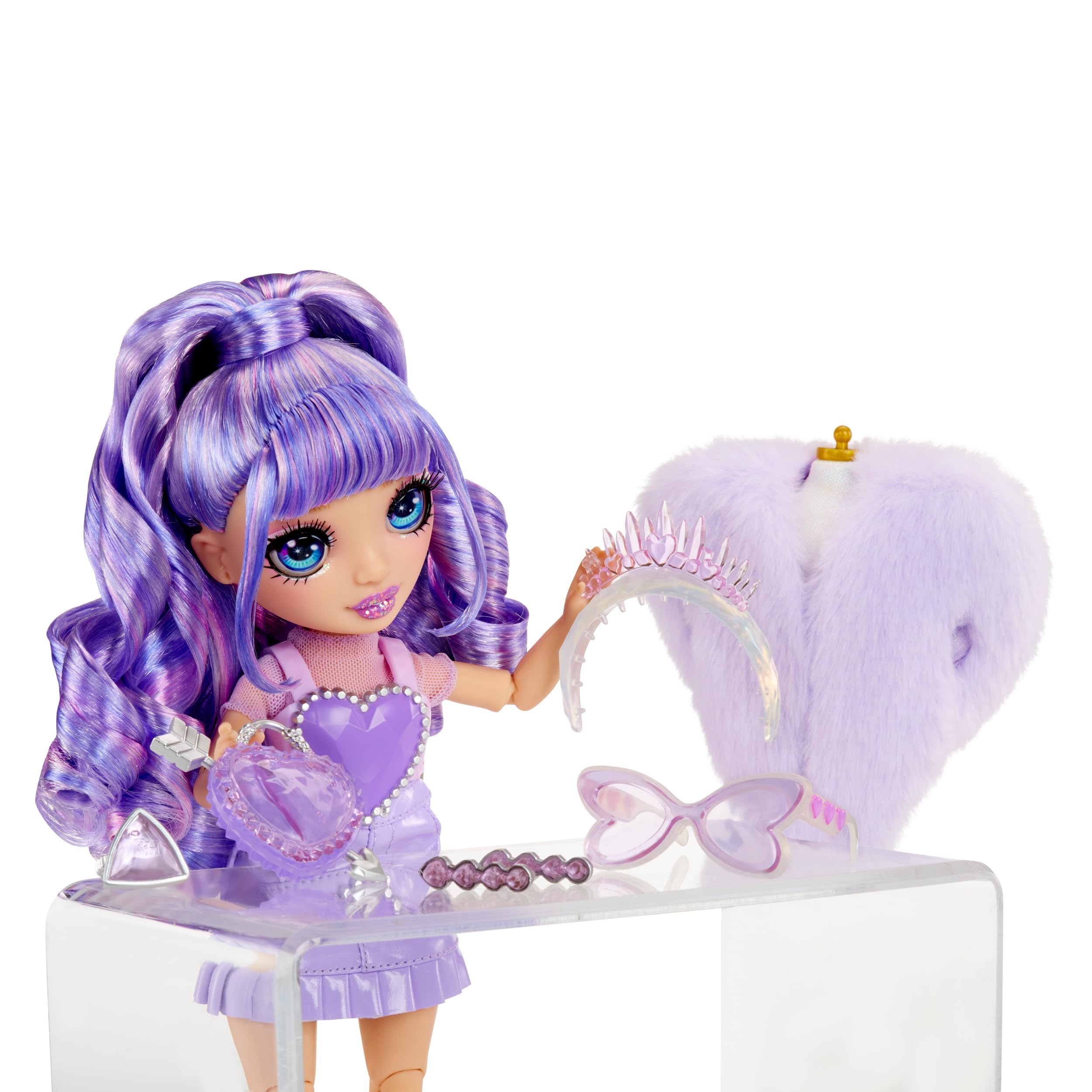 Rainbow High Creative Crystals Violet, Purple 28 cm Fashion Doll with Crystal Accessory Make It Kit, Ring for You DIY, Crafts - Image 4