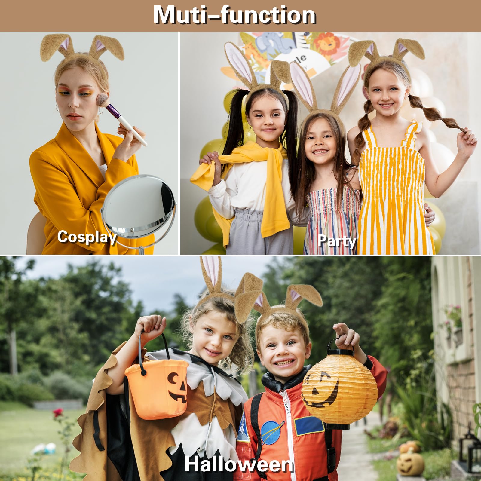 SIOTMERA Bunny Ears Headband Brown - Image 4