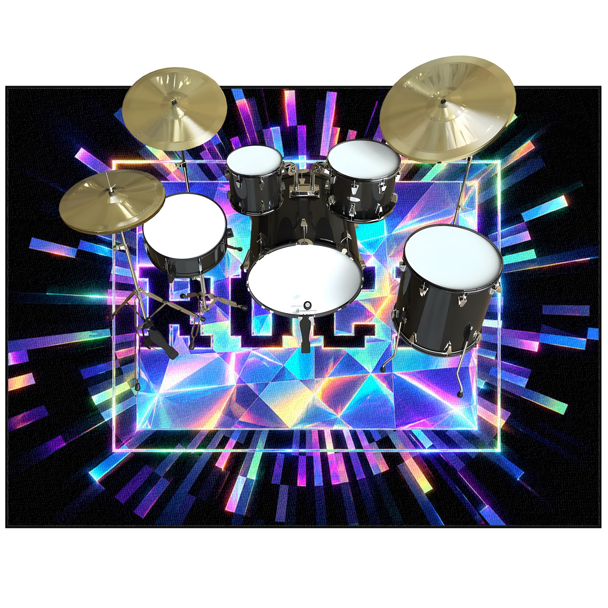 Schlagzeugteppich Schallschutz Akustik Teppich 200 x 160 cm Schlagzeug Teppich Schallschutzmatte Drum Rug Drum Matte Trommelteppich rutschfeste Trommel Teppiche für Bass Drum Snare Jazz Drumteppich