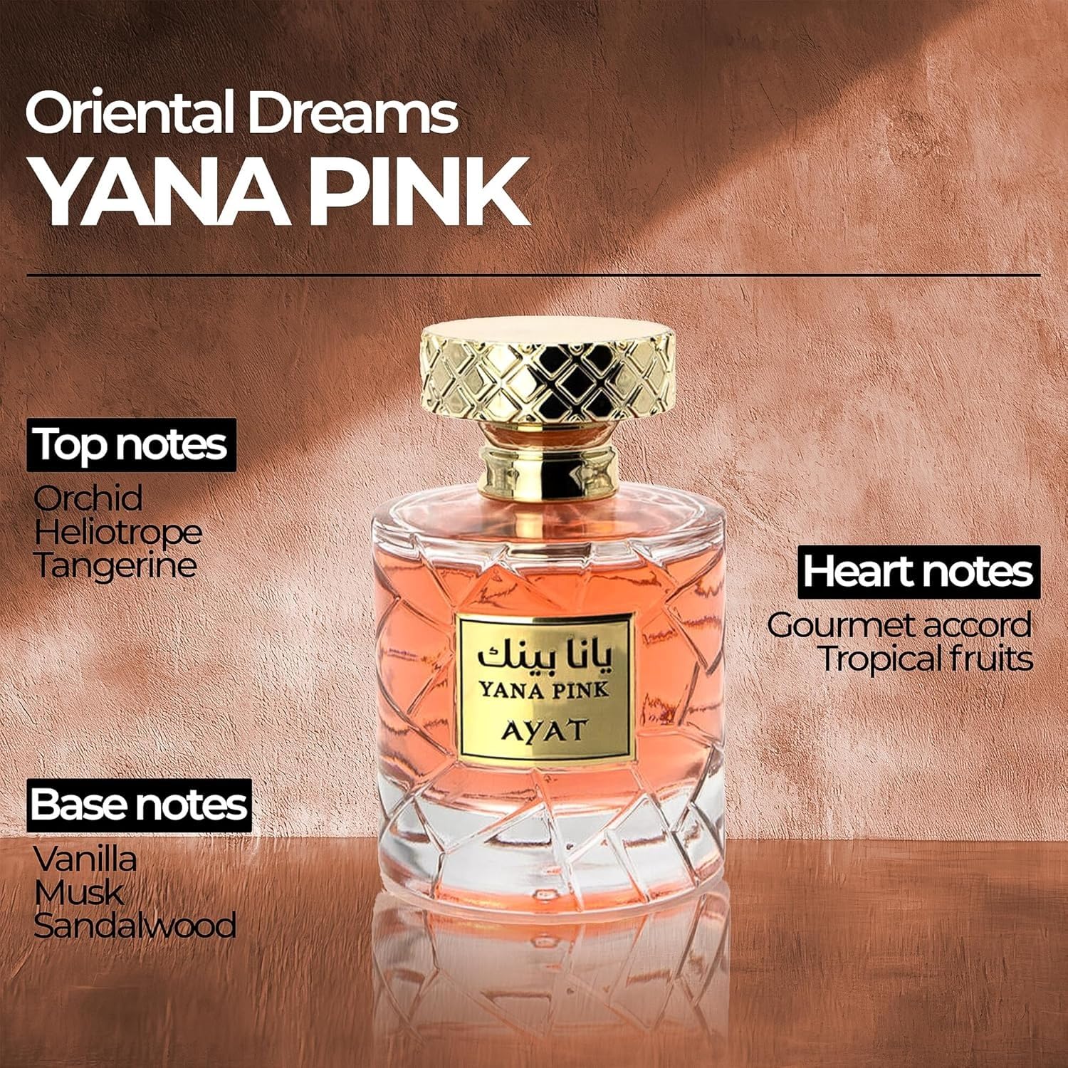 Woda perfumowana YARA 100 ml Ayat Perfumes - Made in Dubai Uwagi: Mandarynka Wanilia sandałowa i drzewna, piżmo - orientalny EDP idealny dla kobiet i mężczyzn (zestaw 5 zapachów)