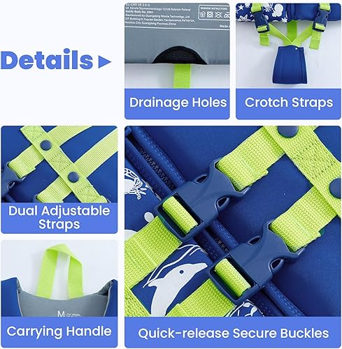 Miniatura 4 de Gogokids Chaleco de natación para niños, flotadores para bebés  Chaleco de flotabilidad para niños y niñas para piscina y playa, para niños de 2 a 8