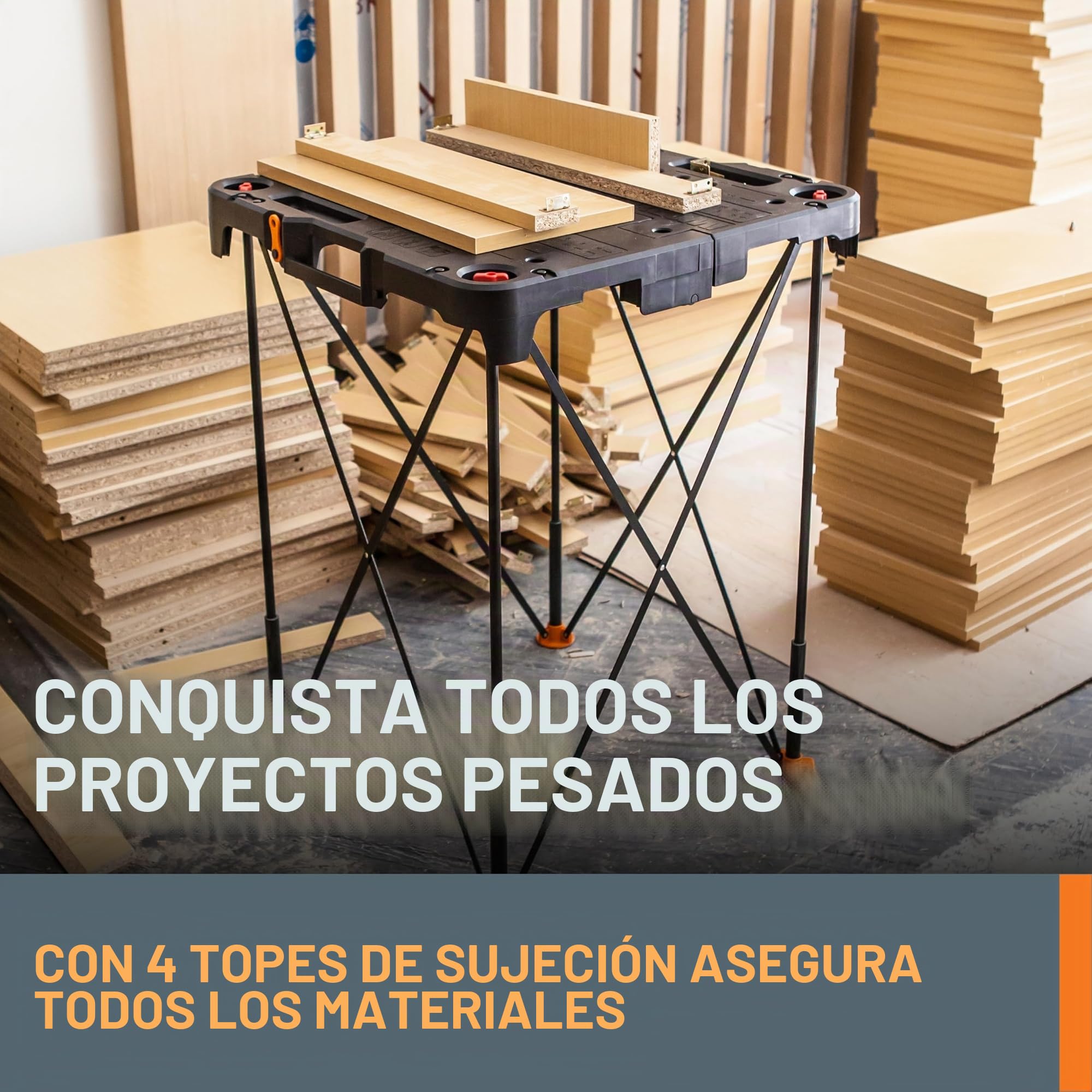 WORX WX066 Sidekick-Mesa de Trabajo portátil, Negro