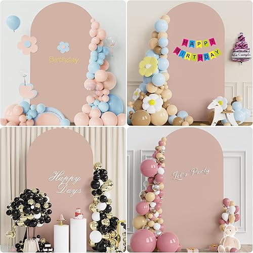 Miniatura 5 de Fomcet Cubierta de arco de boda de 7.2 pies, tela ajustada de elastano de 2 lados, cubierta de arco de tela redonda para fiesta de cumpleaños, baby