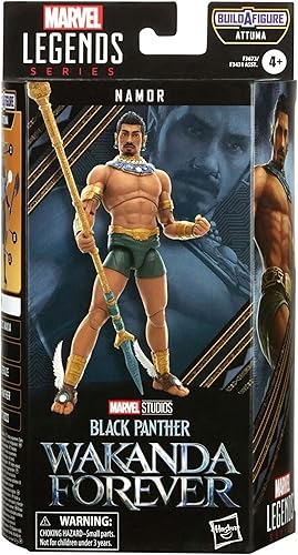 Miniatura 4 de Marvel Legends Series Black Panther Wakanda Forever Namor - Figura de acción MCU de 6 pulgadas, 3 accesorios, 1 pieza Build-A-Figure
