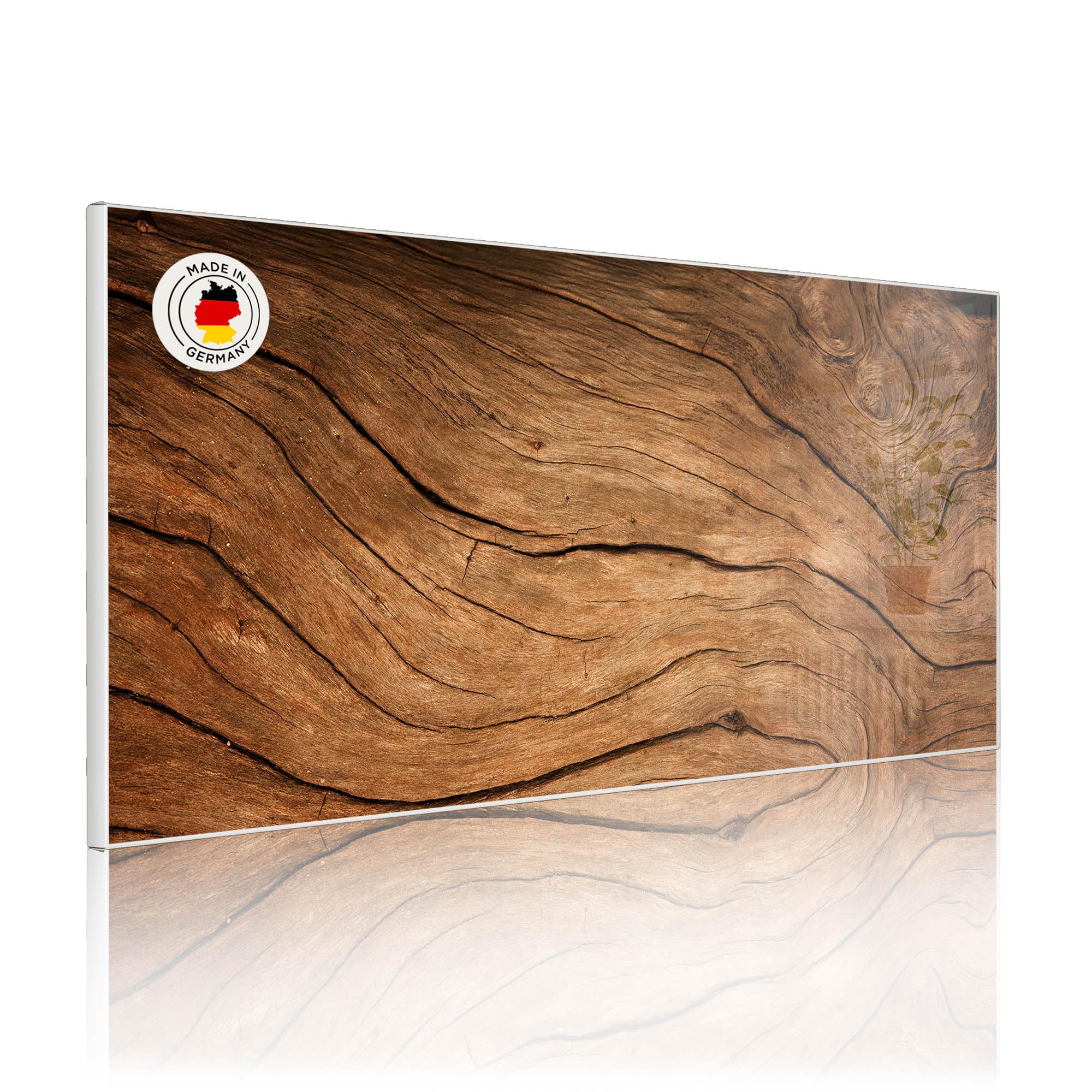 banjado Magnettafel Metall 78 x 37cm - beschreibbare Magnettafel - Metall Pinnwand als Memoboard - Magnetwand Küche, Büro, Kinderzimmer Weiß inkl. 4 Magnete & Montageset - Motiv Trockenes Holz