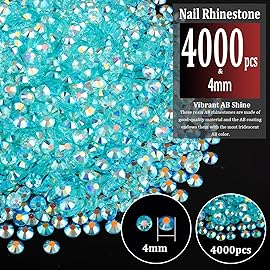4000pcs 4mm Resin Rhinestones Bulk, Transparent Lake Blue AB Flatback Round Jelly Rhinestones Non Hotfix Crystal Gems Large Quantity Wholesale for DIY Crafts Clothes Bottles Face Makeup Manicure