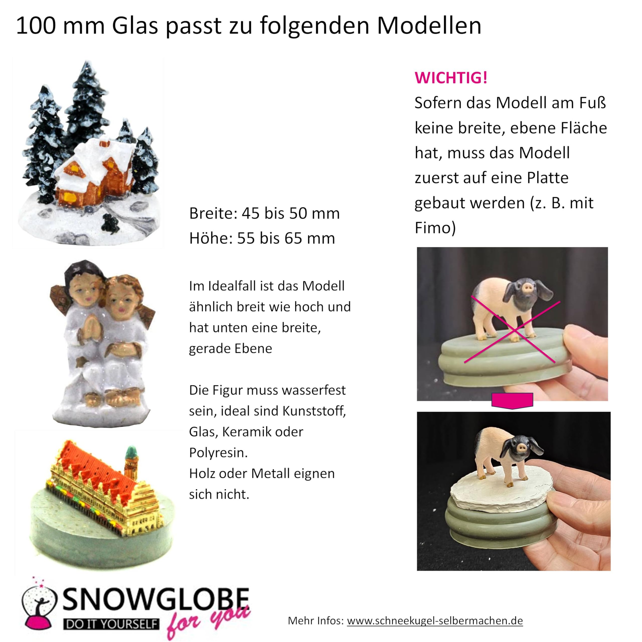 Snowglobe for You 40052 DIY Snow Globe with Glass Ball and Polyresin Base White - 100 mm Diameter, 100mm Durchmesser - Image 4