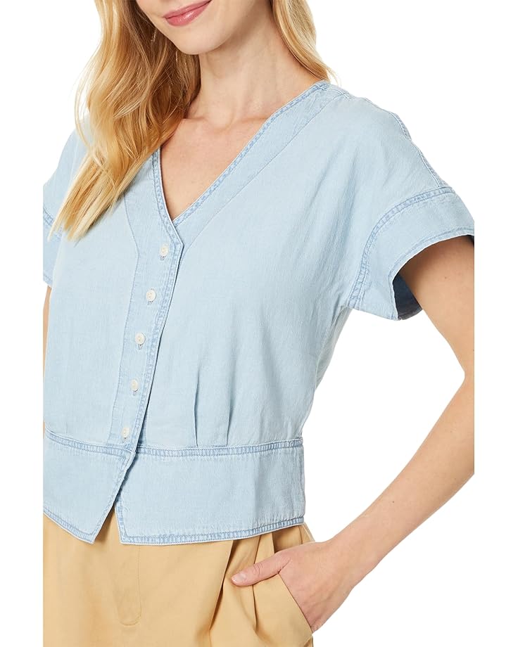 Madewell Denim Pleated Short-Sleeve Top in Doral Wash - #3 of 4