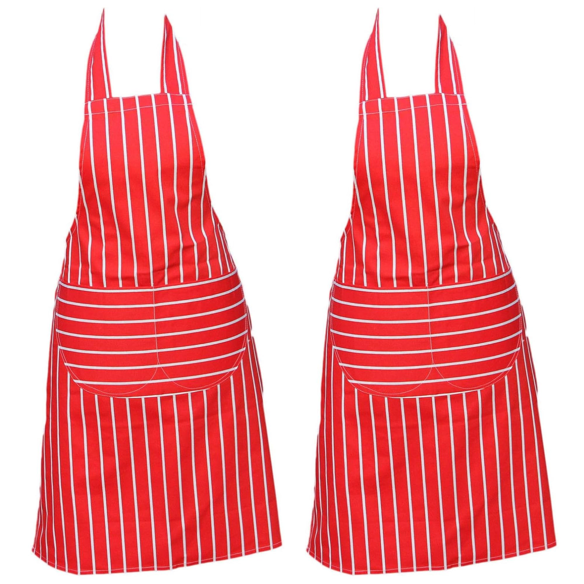 Discounted Cleaning Supplies Kitchen Chef Apron for Men & Women - Butchers Apron for Men - Men’s Apron for Cooking - Professional Chefs Apron Double Pockets – Pack of 2 Red