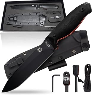 Holtzman's Gorilla Survival Fireline Fixed Blade Survival & Bushcraft Knife with Sheath, Fire Starter, Scraper & Paracord (Orange)
