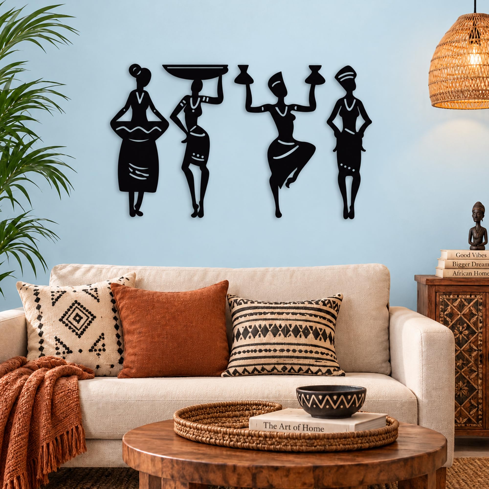 Auromin Tribal Wall Art - 4 Women Sculptures -2