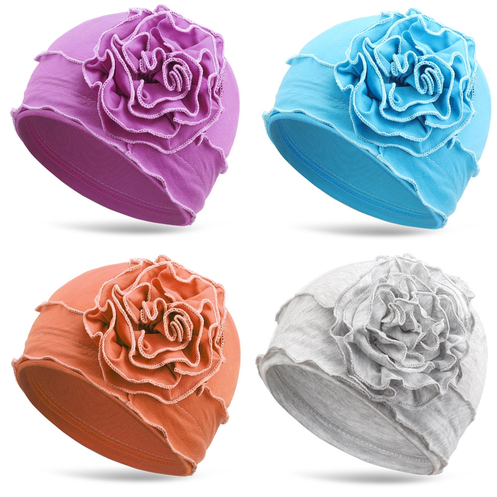 DRESHOW Chemo Turban Headwear Soft Cancer Headwrap Hat for Women Beanies Flowers Hair Loss Cap