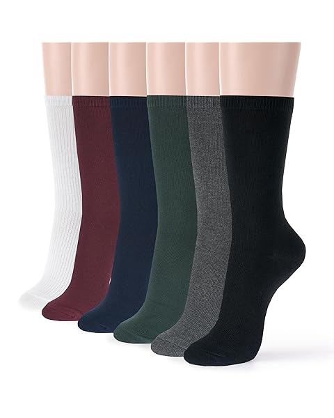 Kikiya Women's Mid-Calf Ruffle Crew Socks - 4/6 Pair Soft Cotton Colorful Casual Dress Socks - Boot Trouser Uniform Size 6-8