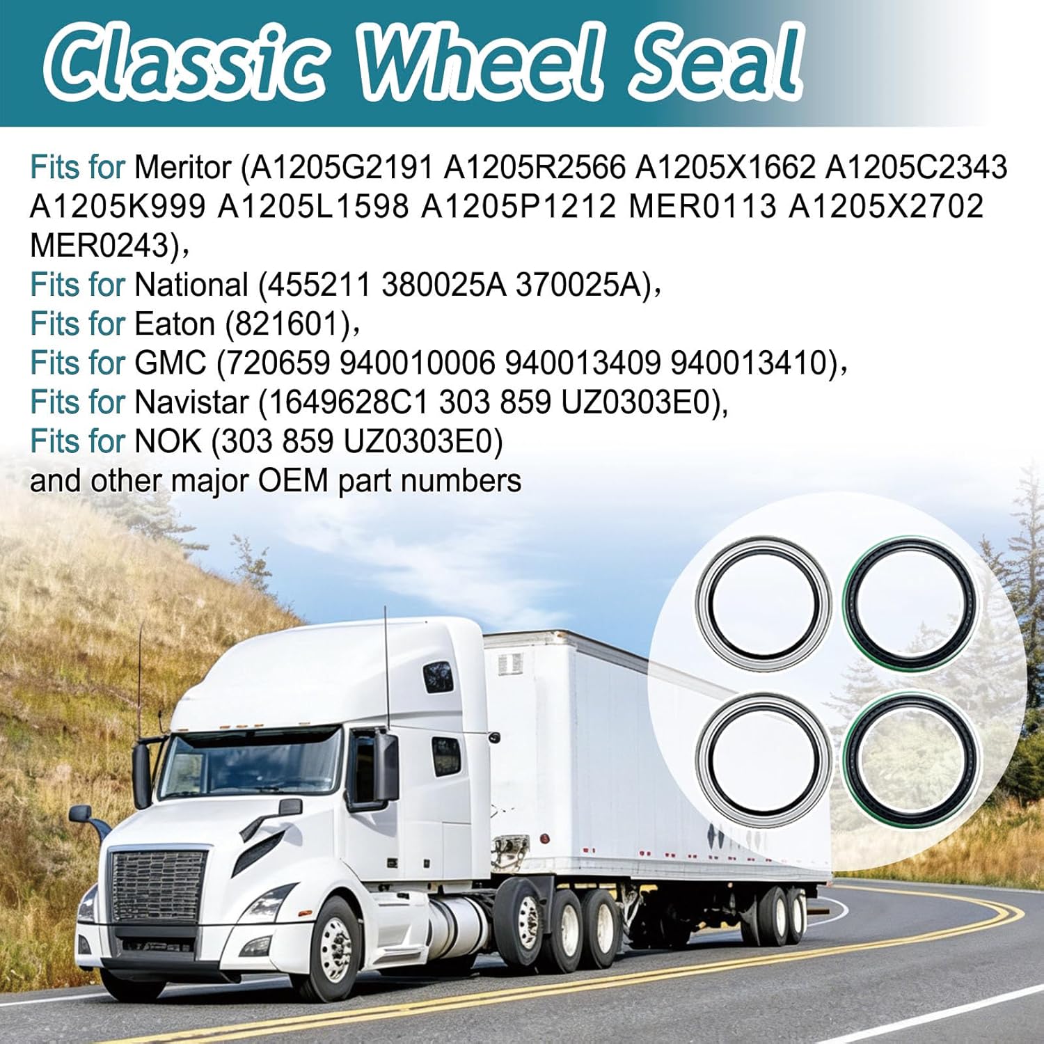 4 Pcs Classic Wheel Seal Compatible with Freightliner, Peterbilt, Mack & Semi Trucks Replace SKF 46305 42626 46300, Stemco 373-0143, Timken K154146, Meritor MER0143 MER0243