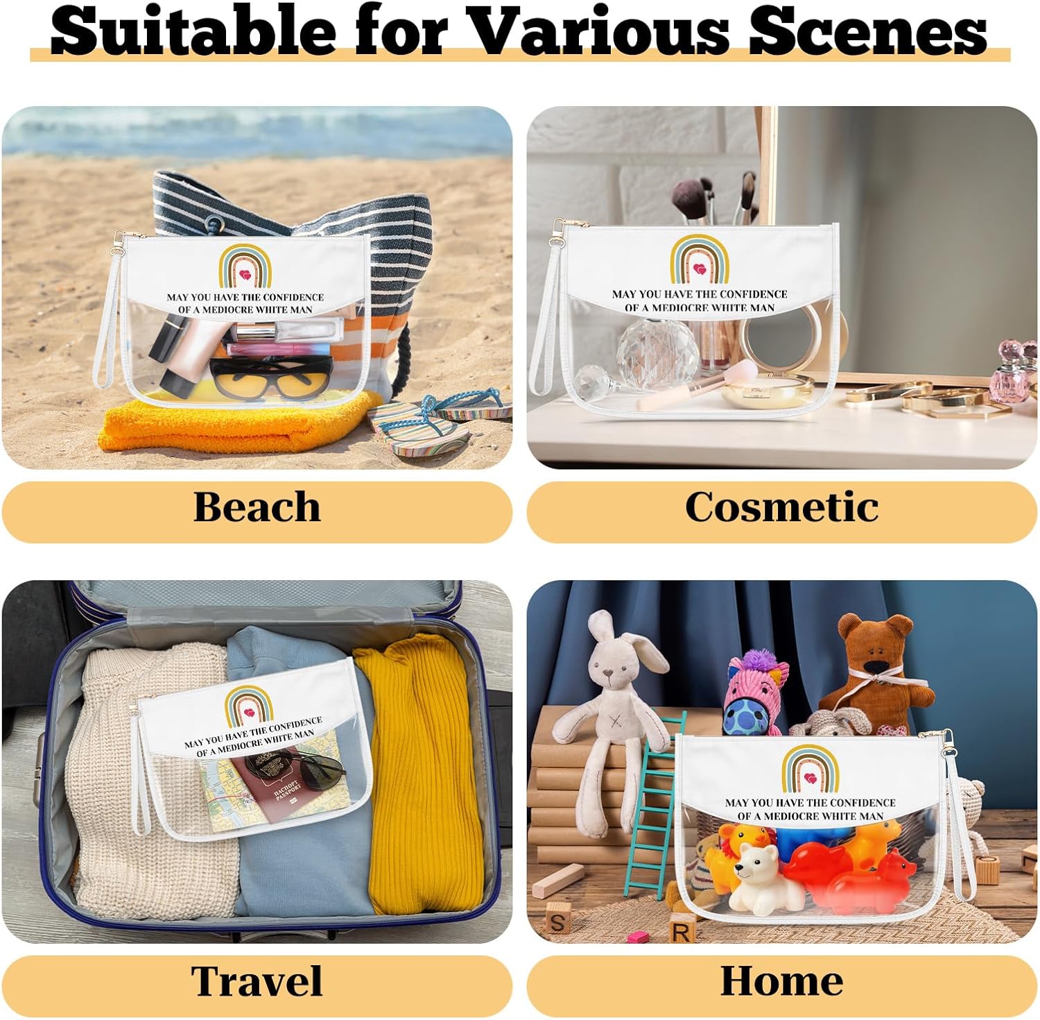 Inspirational Gifts for Women Feminist Makeup Bag Inter sectional Feminism Gift Christmas Birthday Present for Her Best Friend Sister Mother Aunt Daughter Clear Cosmetic Bag Zipper Travel Pouch - Image 6