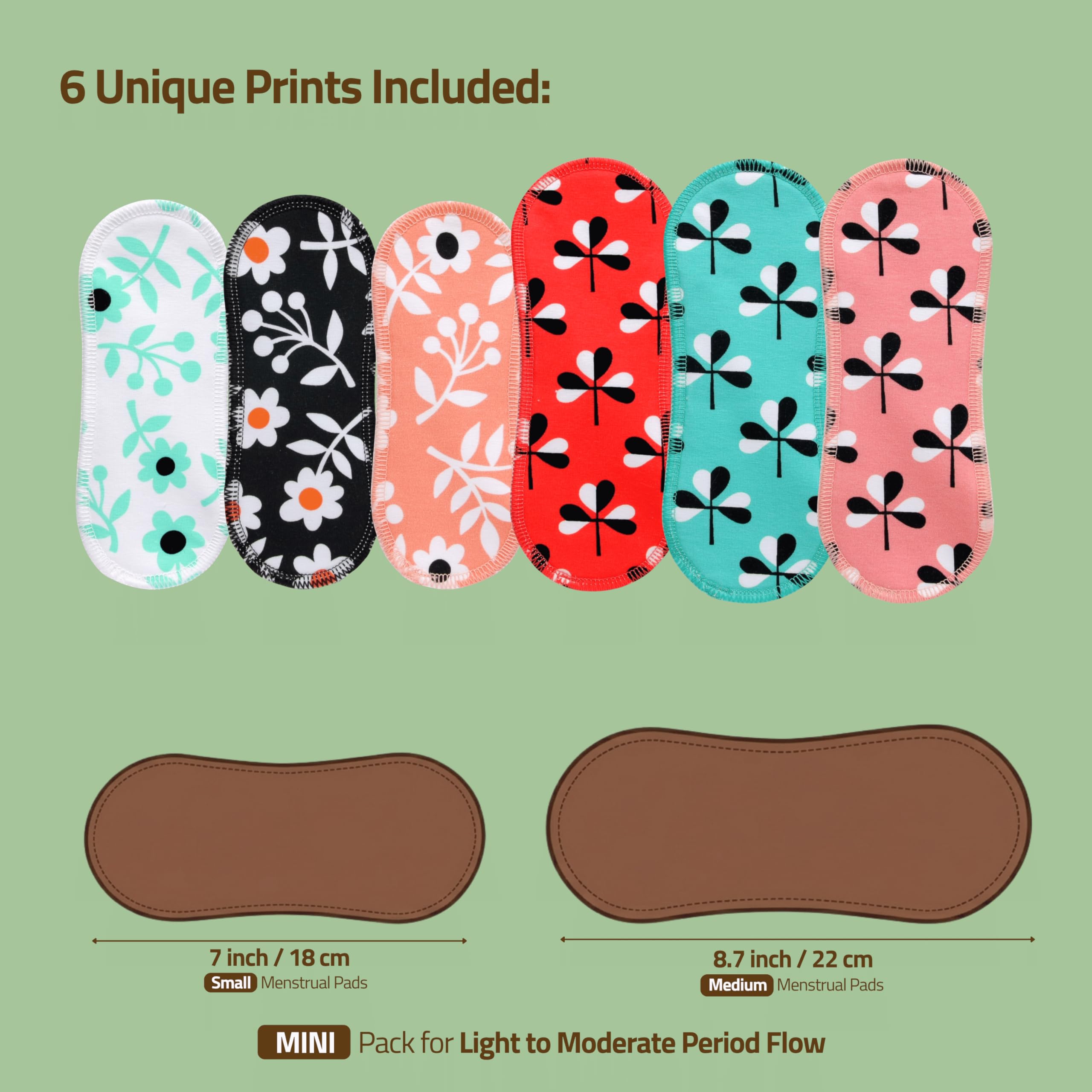 Made in EU - serviettes hygiéniques lavables ultra douces en coton bio – lot de 6 (S+M) pour flux léger – anti-fuite & sans odeur – lavables à haute température, confort naturel toute la journée - 3