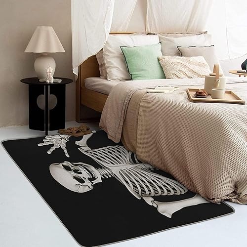 Miniatura 3 de Alfombra de 6 x 8 pies, divertidas alfombras de esqueleto para sala de estar, dormitorio, alfombra de área de calavera y decoración de dormitorio,
