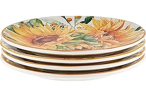 Certified International Sunflower Fields Set of 4 Sunflower Plates - 9 Inch Salad Plates