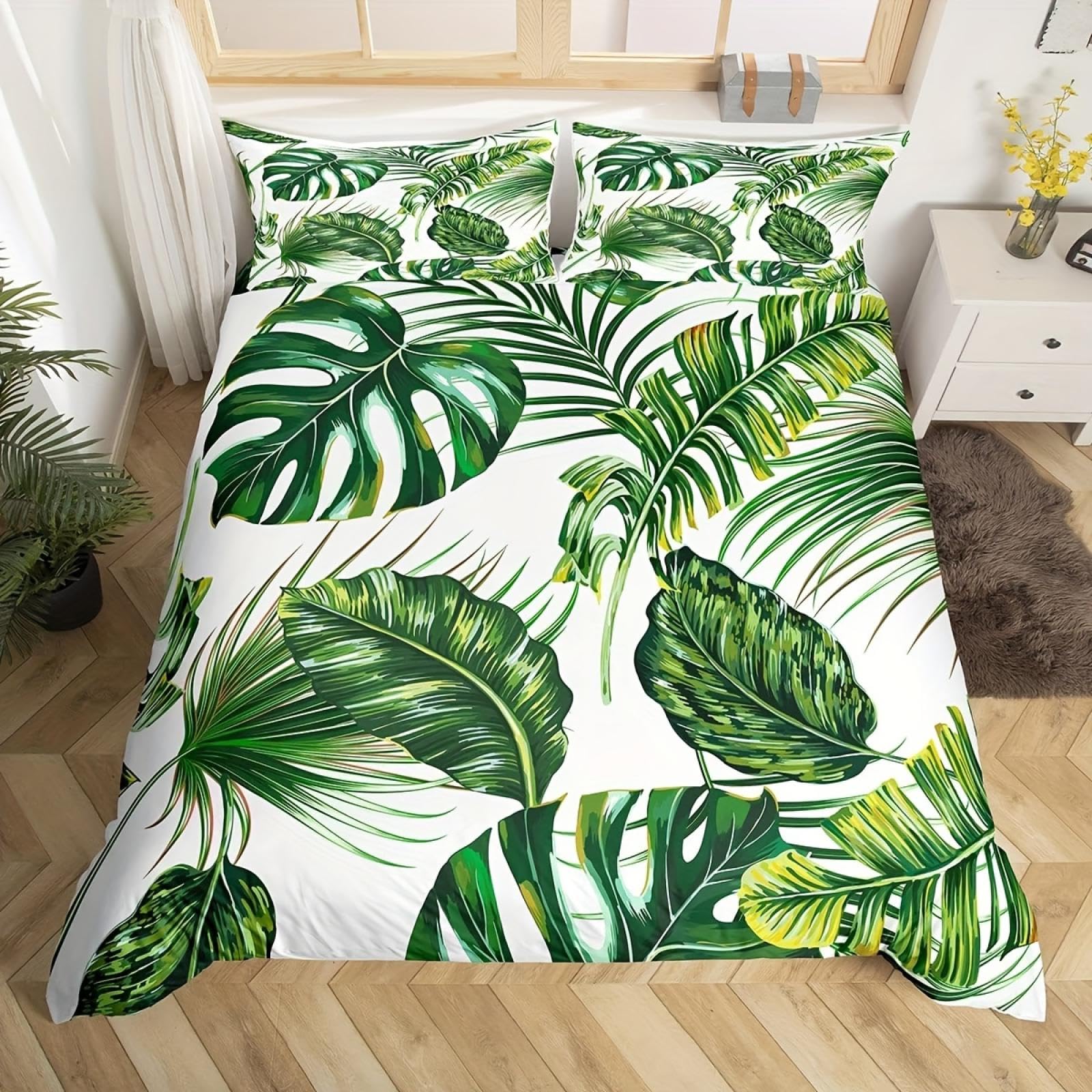 Housse de couette feuilles de palmier pour une chambre ambiance hawaïenne