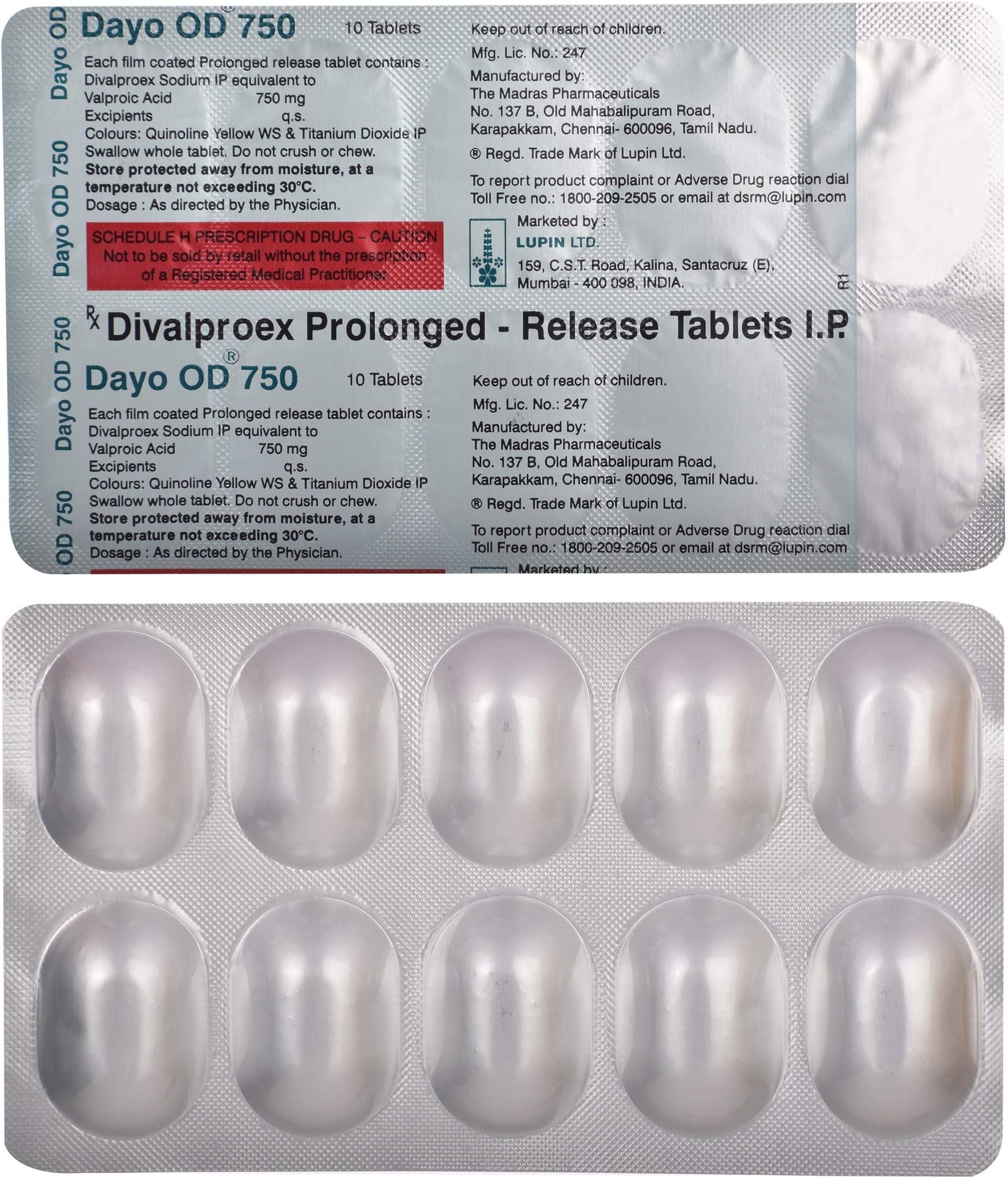 Dayo OD 750 - Strip of 10 Tablets