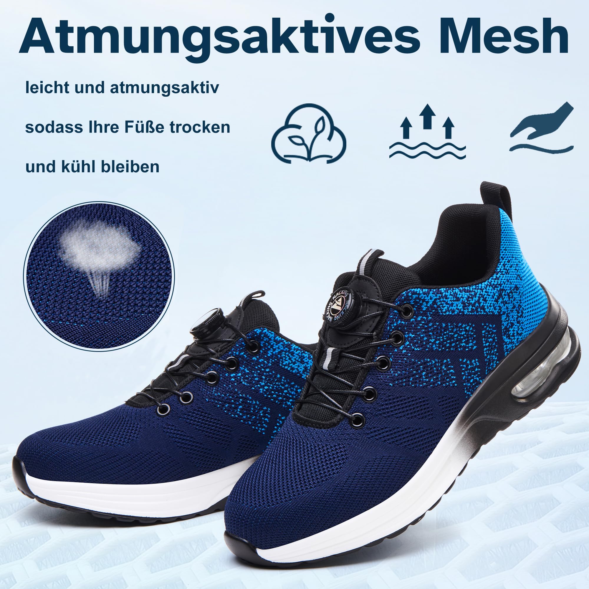 Zapatos de Seguridad para Hombre Mujer Ligero Zapatillas de Seguridad Transpirable Zapatos de Trabajo con Punteras de Acero Antideslizantes Calzado Trabajo Comodo